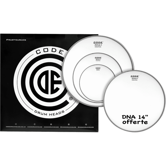 CODE DRUMHEADS DNA Rock Pack Coated Drum Heads  10", 12", 16" Coated Tom Heads + 14" Coated Snare Head
