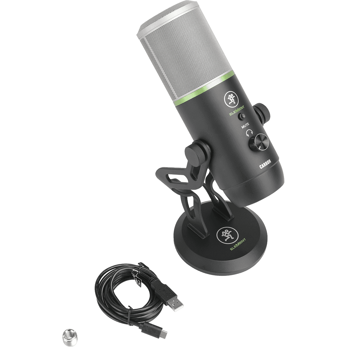 Mackie EM-CARBON USB Condenser Microphone | Large-diaphragm USB-C Condenser Microphone | 5 Selectable Polar Patterns | Headphone Output