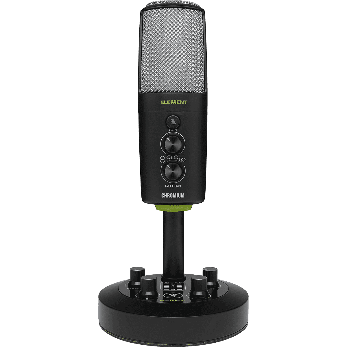 Mackie EM-CHROMIUM USB Condenser Microphone with 2-channel Mixer | 4 Selectable Polar Patterns | 1/4" Instrument Input | 1/8" Stereo Input | Headphone Output | 16-bit/48kHz Conversion