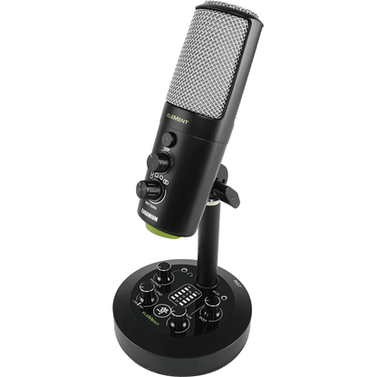 Mackie EM-CHROMIUM USB Condenser Microphone with 2-channel Mixer | 4 Selectable Polar Patterns | 1/4" Instrument Input | 1/8" Stereo Input | Headphone Output | 16-bit/48kHz Conversion