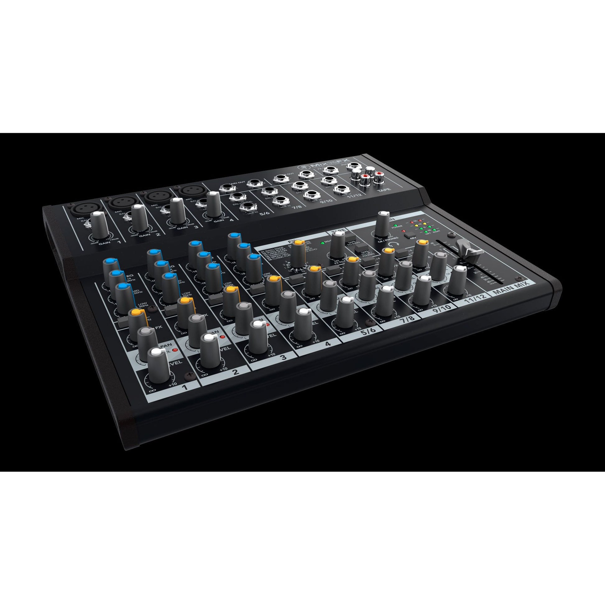 Mackie Mix12FX 12-channel Compact Mixer with Effects  | 12-input Desktop Mixer with 4 Microphone Preamplifiers | 4 Stereo Channels | 3-band Equalizers | 1 Aux | Tape I/O | Separate Volume and Headphone Levels | SMK MIX12FX