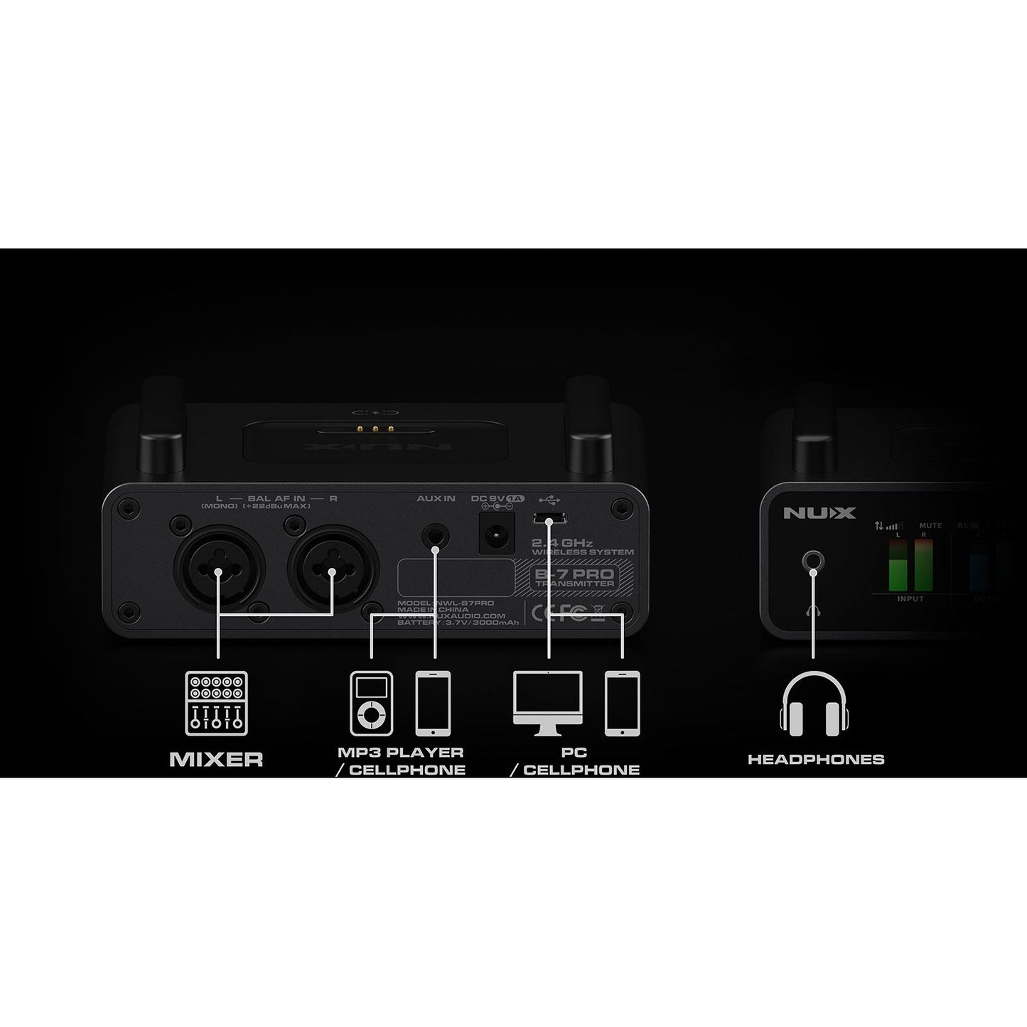 NUX B-7 Pro Wireless In-Ear Monitoring System | 50 Meters Range | 2.4GHz