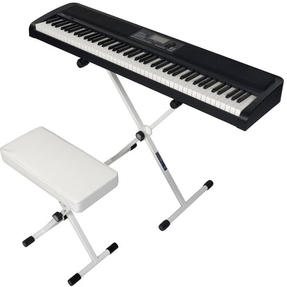 Key Bundle White by QuikLok | Keyboard Stand | Keyboard Bench | Monitoring Headphones