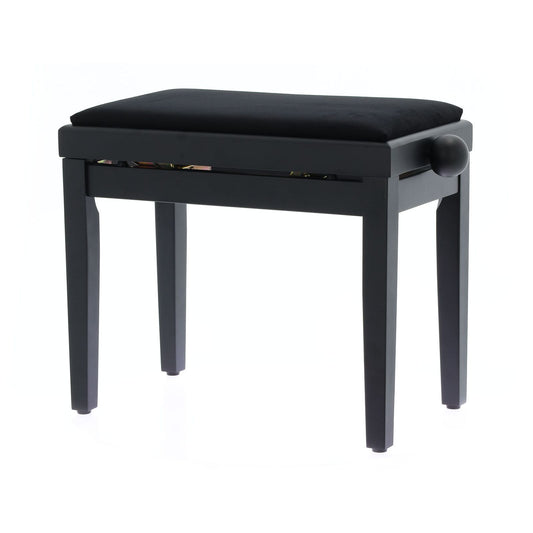 Quiklok PB010BKS Velvet Piano Bench | Adjustable Height | Matte Black