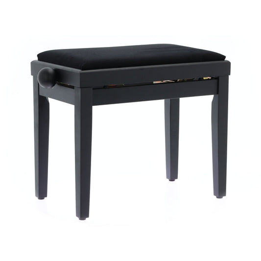 Quiklok PB010BKS Velvet Piano Bench | Adjustable Height | Matte Black
