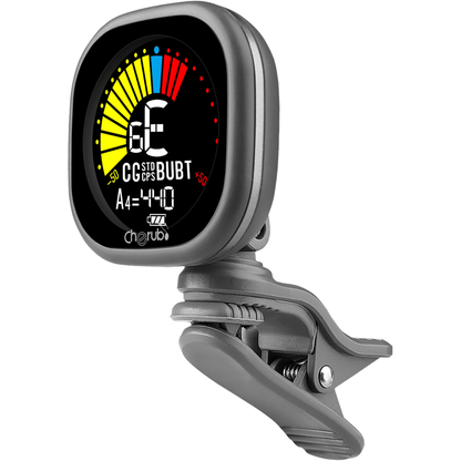 Rechargeable Clip Tuner for Guitar by Cherub | LCD Screen | Auto Power Off | Gray