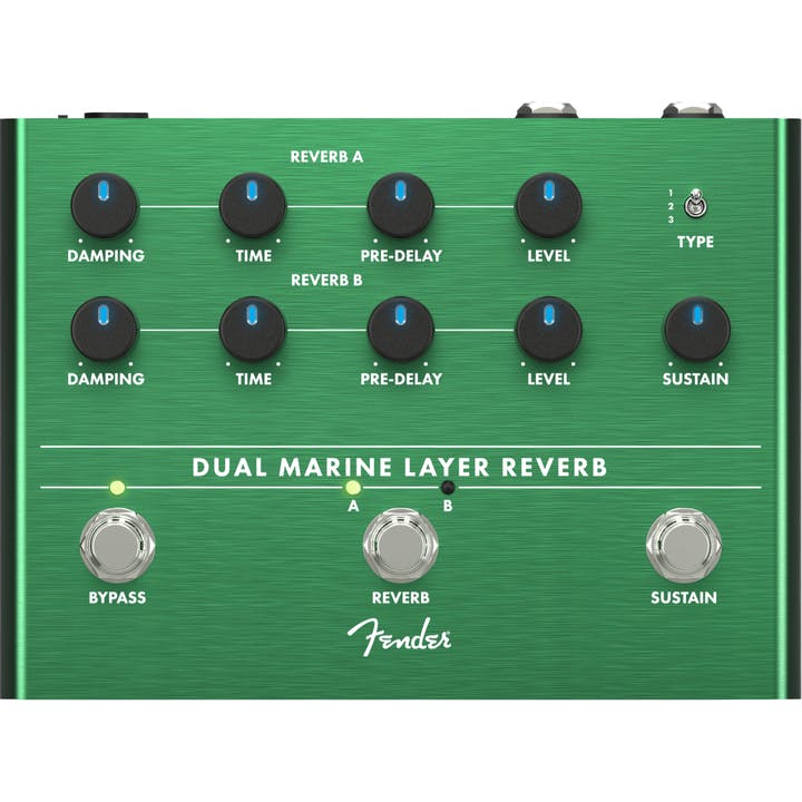 Dual Marine Layer Reverb by Fender | 2 Channel Reverb Effects Pedal | With Sustain Footswitch