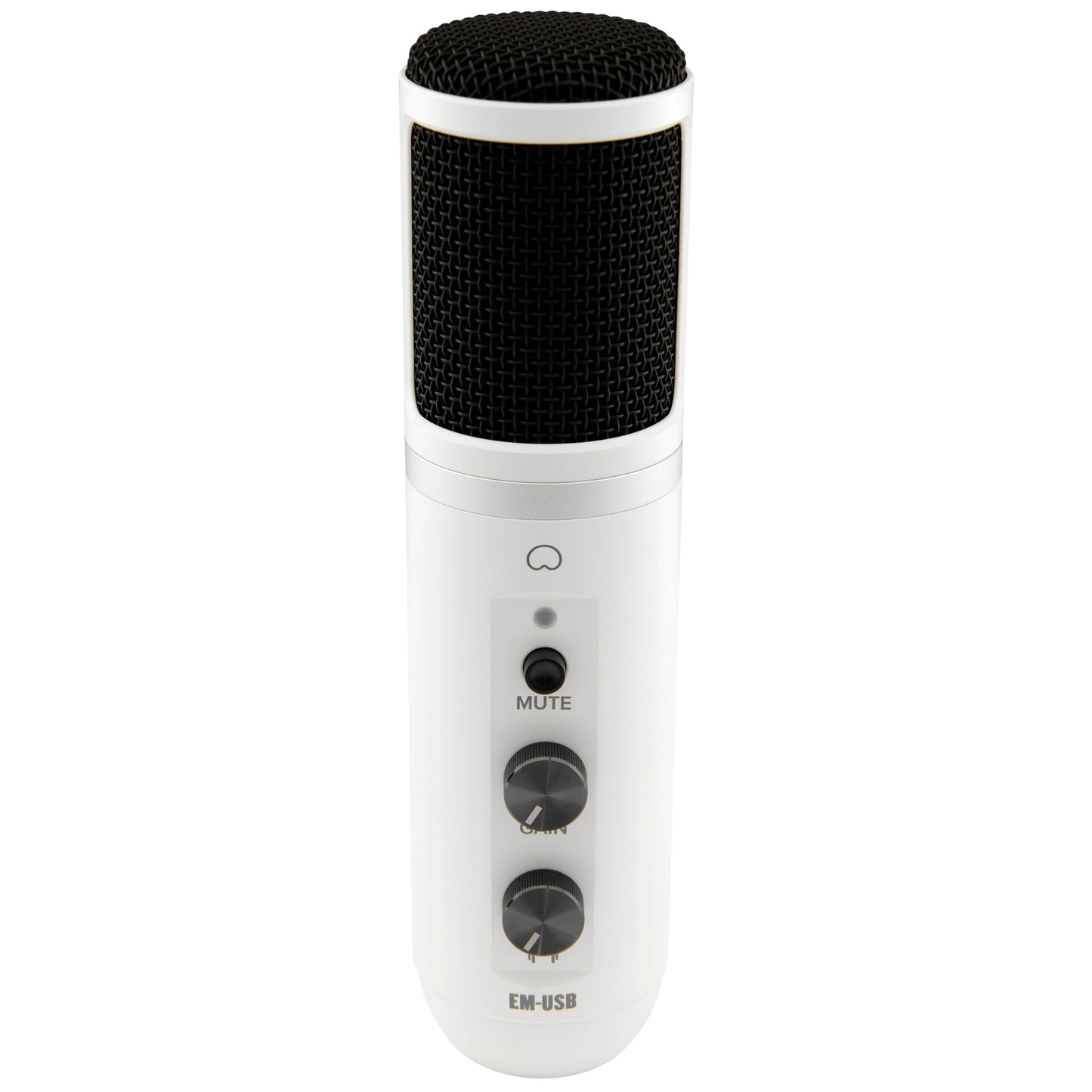 Mackie EM-USB Arctic White USB Condenser Microphone | Limited Edition | USB Microphone with Gain, Mute, and Headphone Volume Controls | Tabletop Tripod | Microphone Clip | Including Recording Software