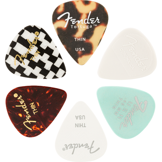 Fender 351 Material Medley Guitar Picks (6-Pack) | Made in the USA | Thin | Assorted Materials