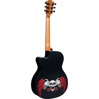 Auditorium Cutaway Electric Acoustic Guitar Wings of Death by Lâg | W-DEATH-ACE | Black High Gloss