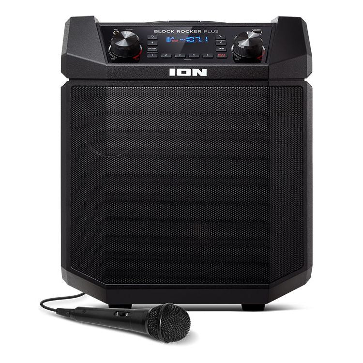 ION Audio Block Rocker Plus - 100W Outdoor Bluetooth Speaker with Rechargeable Battery, Radio, Microphone and USB Charge Port