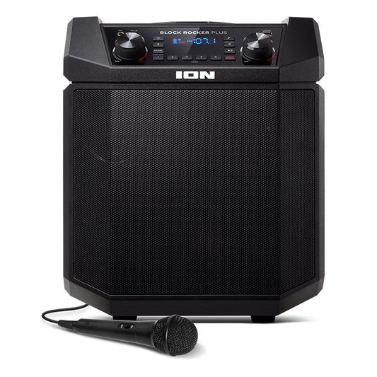 ION Audio Block Rocker Plus - 100W Outdoor Bluetooth Speaker with Rechargeable Battery, Radio, Microphone and USB Charge Port