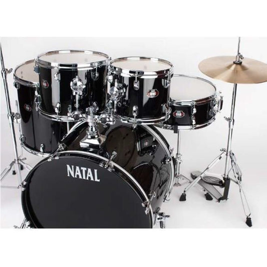 NATAL DNA US Fusion Black Drum Kit | 5 Piece Acoustic Drum Kit, Drum Stool and Sticks Included