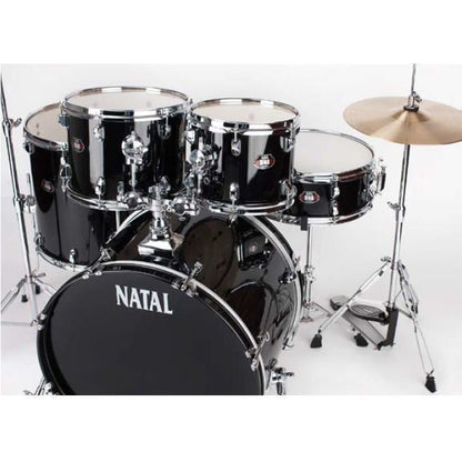 NATAL DNA US Fusion Black Drum Kit | 5 Piece Acoustic Drum Kit, Drum Stool and Sticks Included